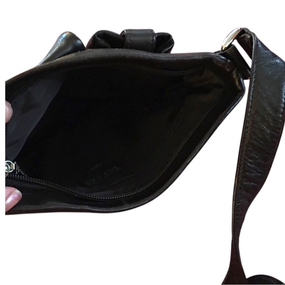 Pelle Studio Wilsons Leather Small Crossbody Bag Dark Brown Black, Front Pockets - Picture 6 of 10